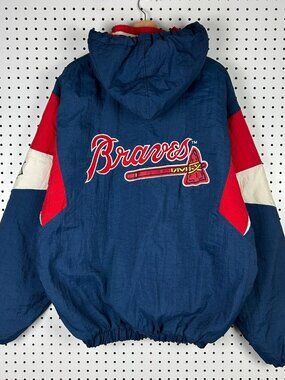 Atlanta Braves Starter Puffer Jacket Large 90 Half Zip National League Patch MLB